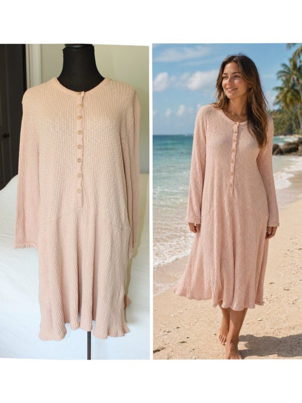 Free People Beach Blossom T-Shirt Midi Dress Size M Cotton blend Summer Casual